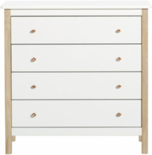 WOOD Dresser 4 Drawers - White / Oak