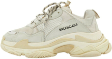 Balenciaga Off White/Cream Mesh og Leather Triple S Lace Up joggesko