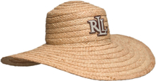 Logo Raffia Sun Hat Accessories Headwear Straw Hats Brown Lauren Ralph Lauren