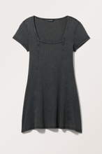Rib Square Neck Tee Dress - Black