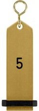 VEGA Nyckelring Bumerang med präglade siffror; 10x3 cm (LxB); Guldfärg; Prägling 5