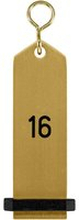 VEGA Nyckelring Bumerang med präglade siffror; 10x3 cm (LxB); Guldfärg; Prägling 16