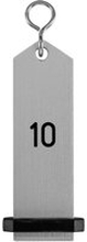 VEGA Nyckelring Bumerang med präglade siffror; 10x3 cm (LxB); Silverfärg; Prägling 10