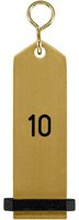 VEGA Nyckelring Bumerang med präglade siffror; 10x3 cm (LxB); Guldfärg; Prägling 10