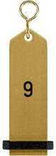 VEGA Nyckelring Bumerang med präglade siffror; 10x3 cm (LxB); Guldfärg; Prägling 9