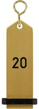 VEGA Nyckelring Bumerang med präglade siffror; 10x3 cm (LxB); Guldfärg; Prägling 20