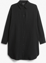 Oversized button up shirt dress - Black