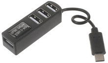 USB 3.1 Type-C til 4-Port USB 2.0 Hub Adapter - (P-3101) - Sort