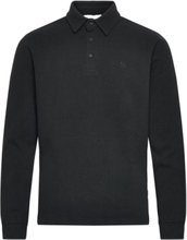 Sebastian Polo Sweat With Emb. Tops Polos Long-sleeved Black Casual Friday