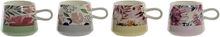 Krus DKD Home Decor Multifarvet Cvetlice Stentøj Shabby Chic (400 ml) (4 enheder)