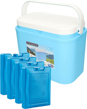 Excellent Houseware koelbox kunststof blauw 10 liter met 4x koelelementen