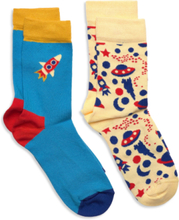 2-Pack Kids Into Space Sock Socks & Tights Socks Multi/mønstret Happy Socks*Betinget Tilbud