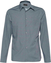 Pre-eide Prada Gray Geometric Print Cotton Button Front-skjorte