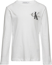 Chest Monogram Ls Top T-shirts Long-sleeved T-shirts Hvit Calvin Klein*Betinget Tilbud