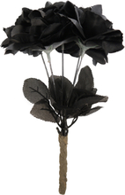 Halloween accessoires bloemen boeket - zwarte rozen - 35 cm
