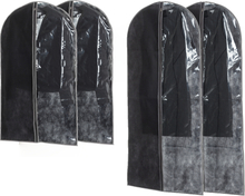Set van 2x stuks kledinghoezen grijs 135/100 cm inclusief kledinghangers