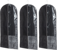 Set van 3x stuks kleding/beschermhoezen pp zwart 135 cm inclusief kledinghangers