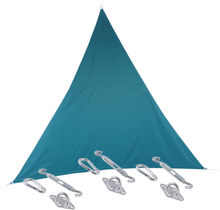 Premium kwaliteit schaduwdoek/zonnescherm Shae driehoek blauw 3 x 3 x 3 meter met ophanghaken