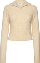 Argyle Zip Sweater Tops Knitwear Jumpers Cream Filippa K