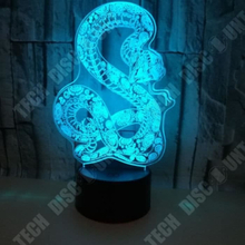 TD® Nattljus 3D Led Strumpeband Snake Design Bordslampa Sovrum Atmosfär Vision Nattljus Usb 7 Färgväxlare Baby Somm