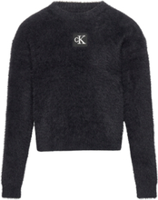 Monogram Soft Sweater Tops Knitwear Pullovers Black Calvin Klein