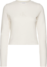 Monogram Waffle Long Sleeve Langermet Skjorte Creme Calvin Klein Jeans*Betinget Tilbud