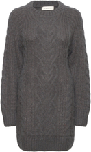 Eloise Cable Knitted Mohair Blend Mini Dress Kort Kjole Grey Malina
