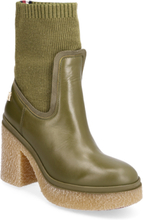 Plateau Crepe Look Sockboot Shoes Boots Ankle Boots Ankle Boots With Heel Green Tommy Hilfiger