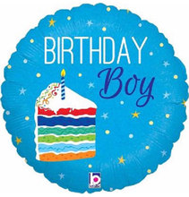 Blå Holografisk Birthday Boy Folieballong 46 cm
