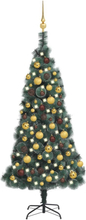 Kunstigt juletræ med LED-lys og julekugler 120 cm PVC + PE grøn
