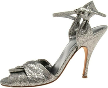 DG metallisk grå laminert skinnankel-stropp sandaler