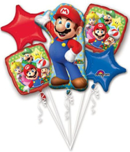Super Mario Ballongbukett med 5 Folieballonger
