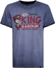 King Kerosin Special King Gasoline Inside Oil Washed T-Shirt Donker Blauw