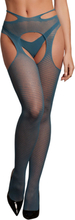 Suspender pantyhose with strappy waist, blue