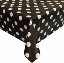 Buiten tafelkleed/tafelzeil zwart polkadots stippen 140 x 250 cm
