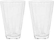Yuka Groove Glass - Pack Of 2 Home Tableware Glass Drinking Glass Nude OYOY Living Design