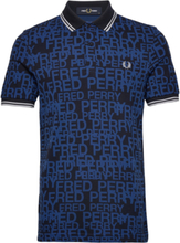 Graphic Text Fp Shirt Tops Polos Short-sleeved Navy Fred Perry