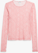 Long sleeve mesh top with thumbholes - Pink