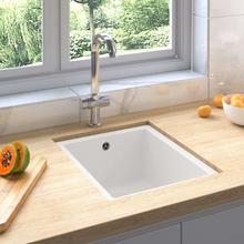 vidaXL Kjøkkenvask med overløpshull hvit granitt
