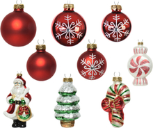 20x stuks glazen kerstornamenten/hangers figuurtjes en kerstballen rood x stuks kerstornamenten/k
