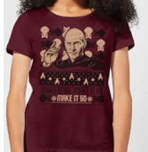 Star Trek: The Next Generation Make It So Christams Women's Christmas T-Shirt - Burgundy - S