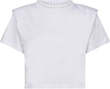 Embellished Padded T-Shirt Tops T-shirts & Tops Short-sleeved White Karl Lagerfeld