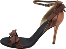 DG brun/svart satengbue pyntet ankelstropp sandaler