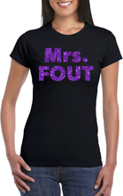 Zwart Mrs Fout t-shirt met paarse glitters dames