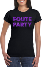 Zwart Foute Party t-shirt met paarse glitters dames