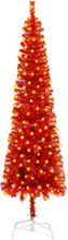 vidaXL Slankt juletre med LED rød 120 cm