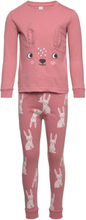 Pajama Forrest Animal 3D Sets Sets With Long-sleeved T-shirt Rosa Lindex*Betinget Tilbud