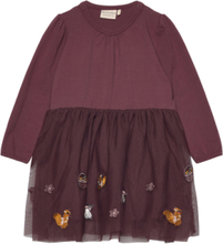 Dress Ls W. Tulle Dresses & Skirts Dresses Casual Dresses Long-sleeved Casual Dresses Burgundy Minymo