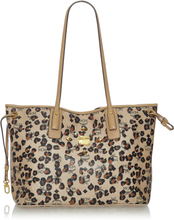 Visetos Leopard Print Leather Tote Bag