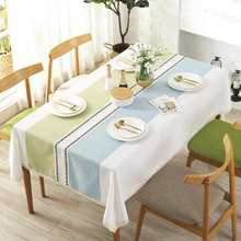 Plaid Decorative Linen Tablecloth With Tassel Waterproof Oilproof Thick Rectangular Dining Table Cloth, Type:Flower side, Size:120×120cm(Mint Green)
